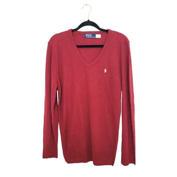Polo Red 100% Wool V Neck Sweater - Picture 1 of 3